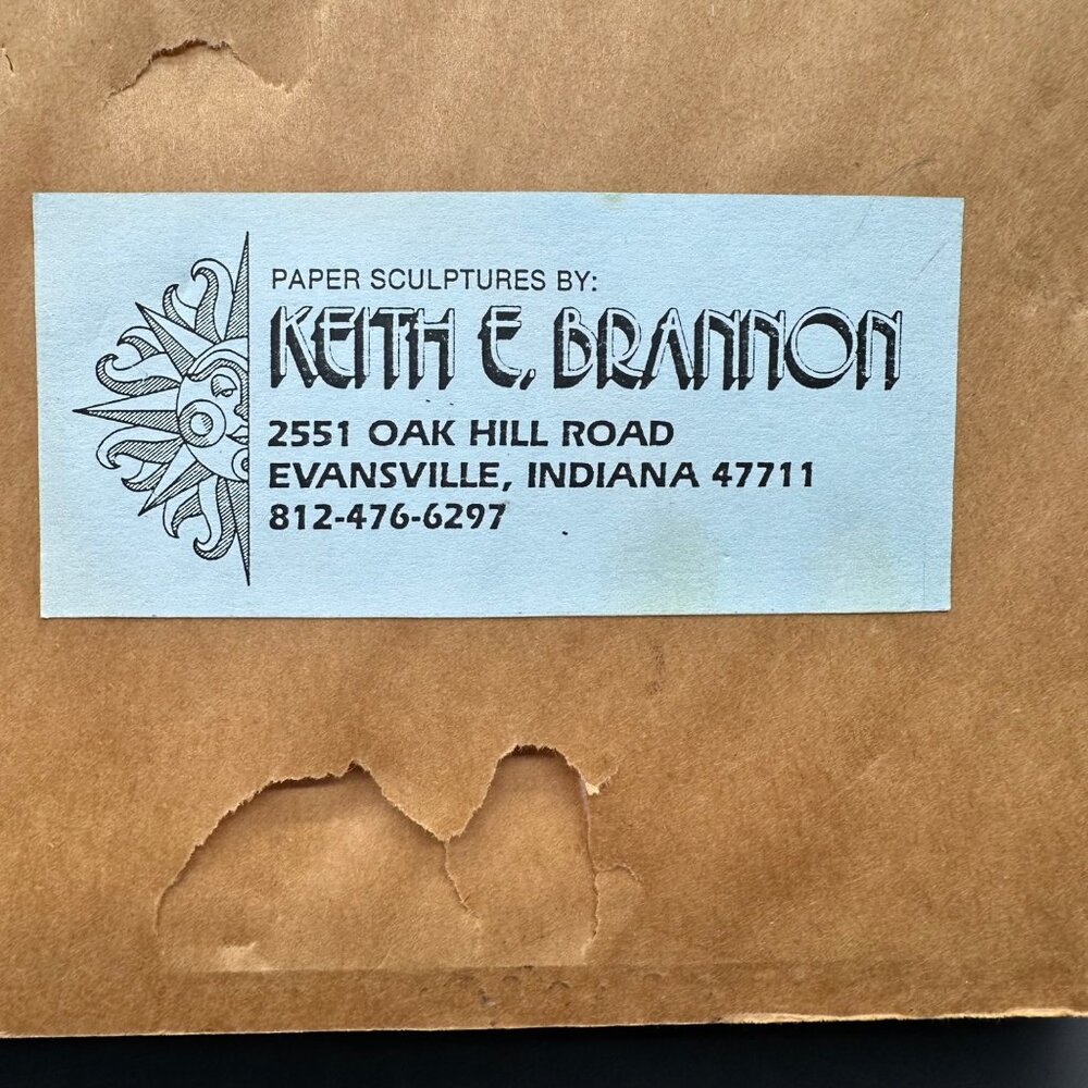 Vintage Paper Sculpture Southwest Shadow Box Art Keith E Brannon Bull Skull - Picture 6 of 9